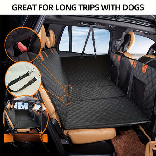 Rugged Paws™ Hard-Base Dog Back Seat Protector — Waterproof & Non-Slip