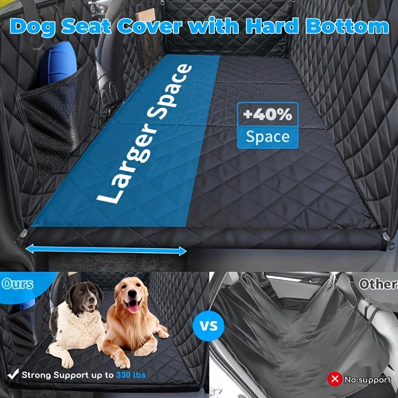 Rugged Paws™ Hard-Base Dog Back Seat Protector — Waterproof & Non-Slip